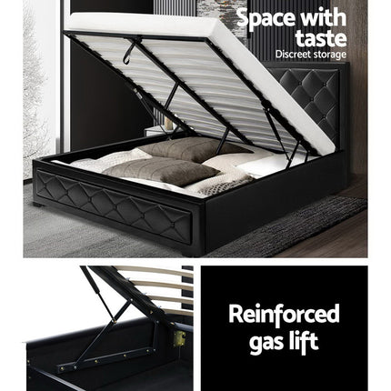 Artiss Bed Frame Queen Size Gas Lift Black TIYO.
