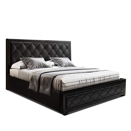 Artiss Bed Frame King Size Gas Lift Black TIYO.