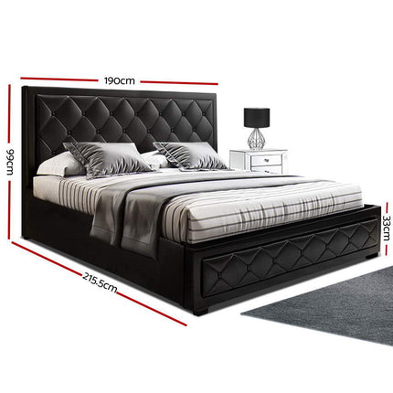 Artiss Bed Frame King Size Gas Lift Black TIYO.