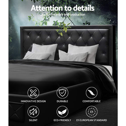 Artiss Bed Frame King Size Gas Lift Black TIYO.