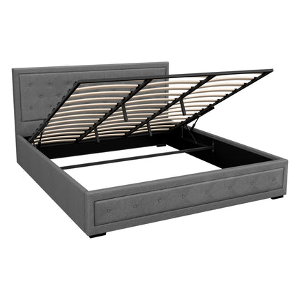 Artiss Bed Frame King Size Gas Lift Grey TIYO.