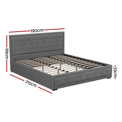 Artiss Bed Frame King Size Gas Lift Grey TIYO.