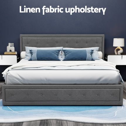 Artiss Bed Frame King Size Gas Lift Grey TIYO.