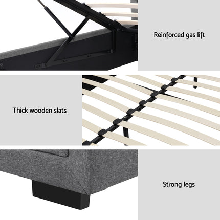 Artiss Bed Frame King Size Gas Lift Grey TIYO.
