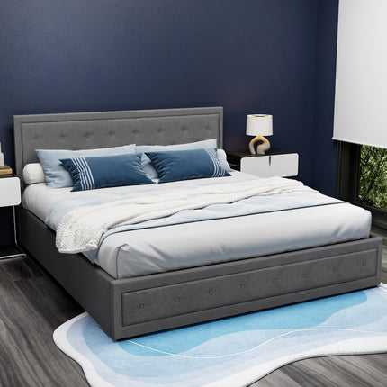 Artiss Bed Frame King Size Gas Lift Grey TIYO.