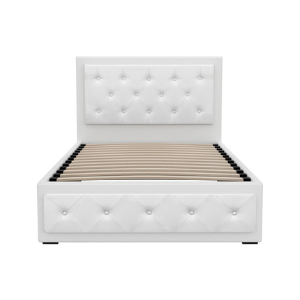 Artiss Bed Frame King Single Size Gas Lift White TIYO.