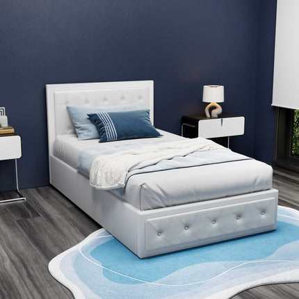 Artiss Bed Frame King Single Size Gas Lift White TIYO.