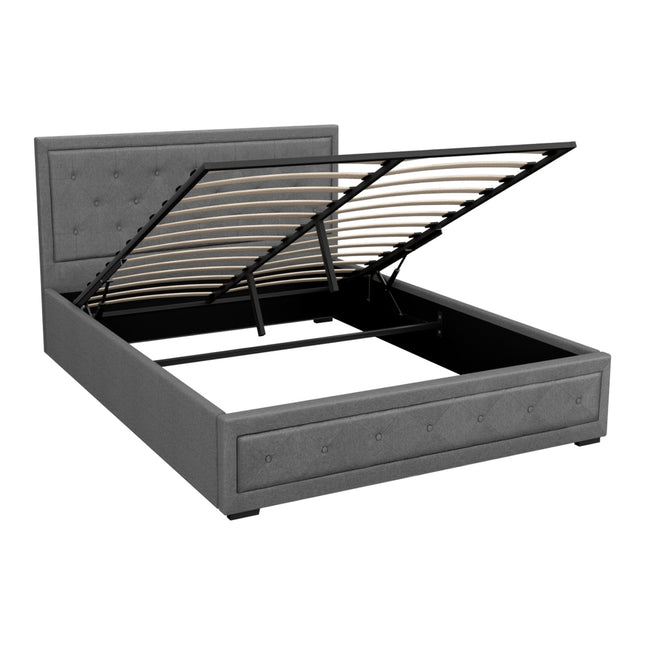 Artiss Bed Frame Queen Size Gas Lift Grey TIYO.