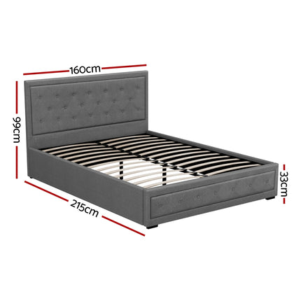 Artiss Bed Frame Queen Size Gas Lift Grey TIYO.