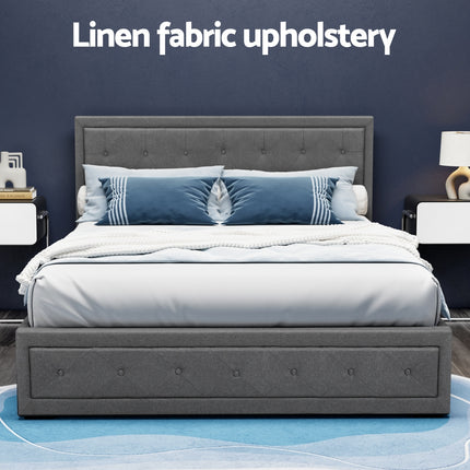 Artiss Bed Frame Queen Size Gas Lift Grey TIYO.