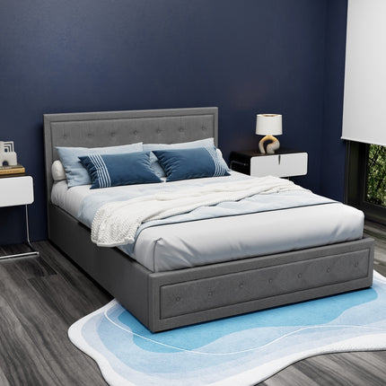 Artiss Bed Frame Queen Size Gas Lift Grey TIYO.