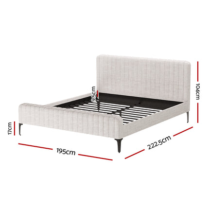 Artiss Bed Frame King Size Beige AMMY.