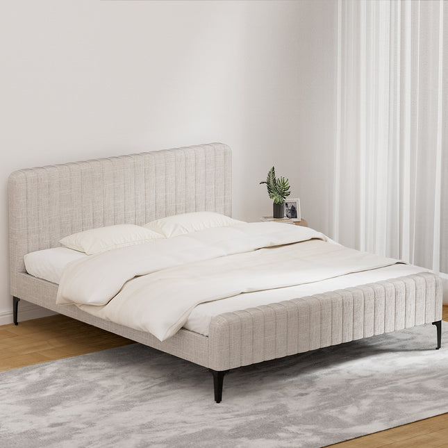 Artiss Bed Frame King Size Beige AMMY.