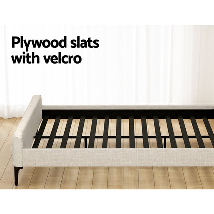Artiss Bed Frame King Size Beige AMMY.