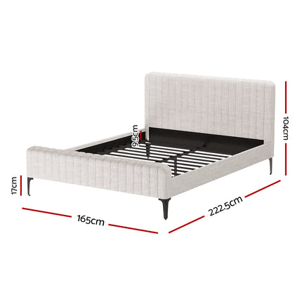 Artiss Bed Frame Queen Size Beige AMMY.