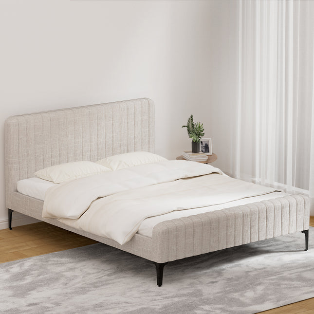 Artiss Bed Frame Queen Size Beige AMMY.