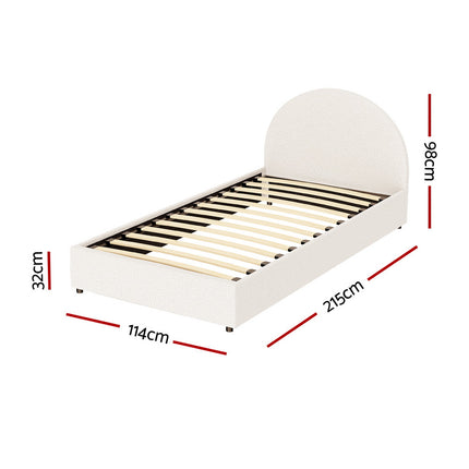 Artiss Bed Frame Gas Lift Strorage Beds Base Platform Boucle Fabric King Single ELLA.