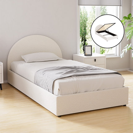 Artiss Bed Frame Gas Lift Strorage Beds Base Platform Boucle Fabric King Single ELLA.