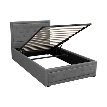 Artiss Bed Frame King Single Size Gas Lift Storage Mattress Base Wooden Grey.