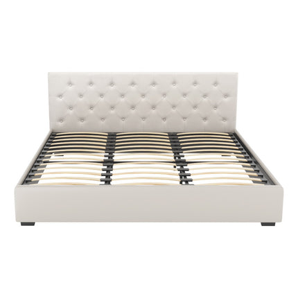 Artiss Bed Frame King Size Gas Lift Beige VILA.