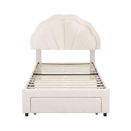 Artiss King Single Bed Frame with Storage Drawer Upholstered Velvet Platform Bed LED Headboard.