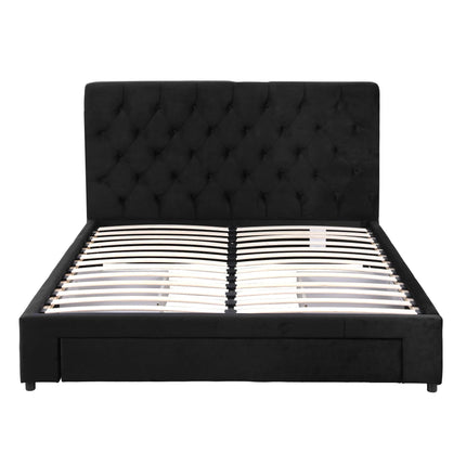 Artiss Double Bed Frame Storage Charging Station Upholstered 3 Drawers USB Type-C.