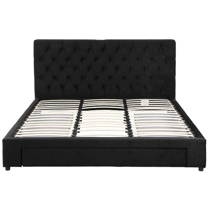 Artiss King Bed Frame Storage Charging Station Upholstered 3 Drawers USB Type-C.