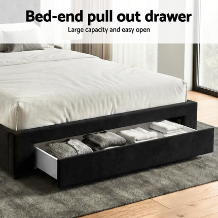Artiss King Bed Frame Storage Charging Station Upholstered 3 Drawers USB Type-C.
