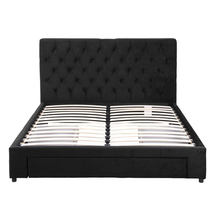 Artiss Queen Bed Frame Storage Charging Station Upholstered 3 Drawers USB Type-C.