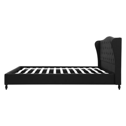 Artiss King Bed Frame Wingback Headboard Charcoal Grey Linen Upholstered Platform Bed Base.