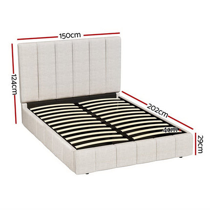 Artiss Bed Frame Double Size Beige TETTE.