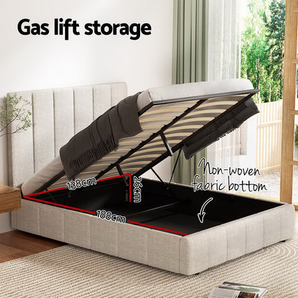 Artiss Bed Frame Double Size Beige TETTE.
