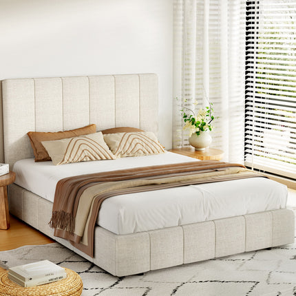 Artiss Bed Frame Queen Size Beige TETTE.
