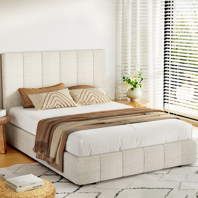 Artiss Bed Frame Queen Size Beige TETTE.