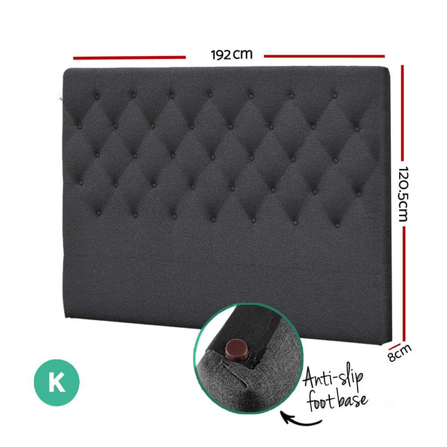 Artiss Bed Head Headboard King Size Fabric - CAPPI Charcoal.