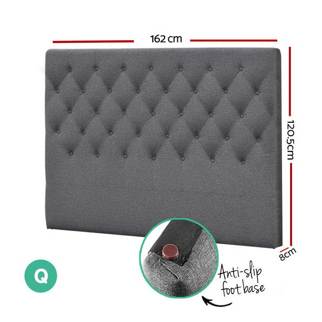 Artiss Bed Head Headboard Queen Size Fabric - CAPPI Grey.