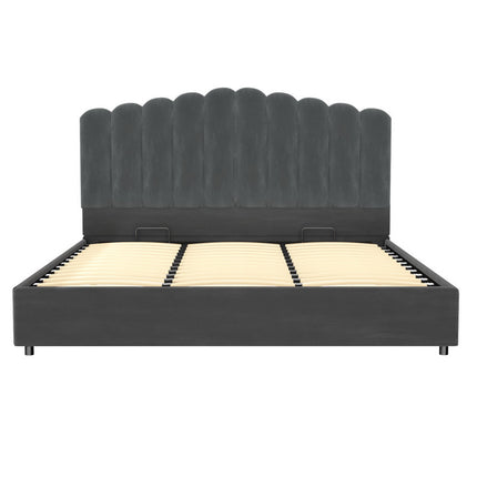 Artiss Bed Frame King Size Velvet Grey FION.