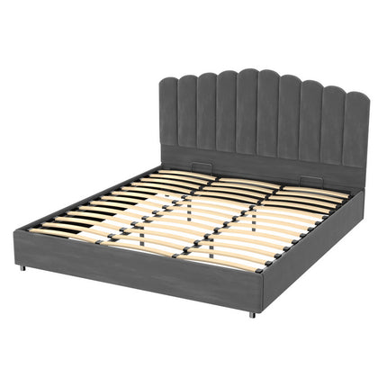 Artiss Bed Frame King Size Velvet Grey FION.