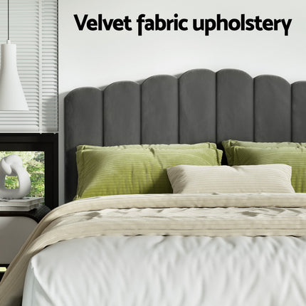 Artiss Bed Frame King Size Velvet Grey FION.