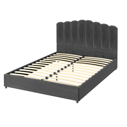 Artiss Bed Frame Queen Size Velvet Grey FION.