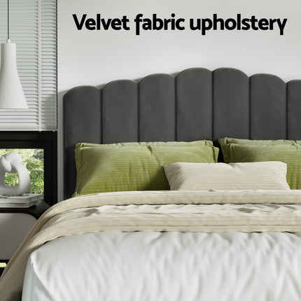 Artiss Bed Frame Queen Size Velvet Grey FION.