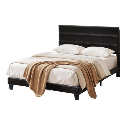 Artiss Double Bed Frame Upholstered Platform Base with Geometric Headboard Black Velvet.