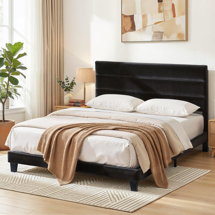 Artiss King Bed Frame Upholstered Platform Base with Geometric Headboard Black Velvet.