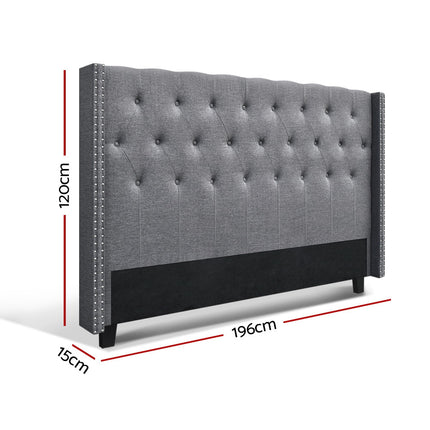 Artiss Bed Head Headboard King Size Fabric - LUCA Grey.