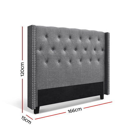 Artiss Bed Head Headboard Queen Size Fabric - LUCA Grey.