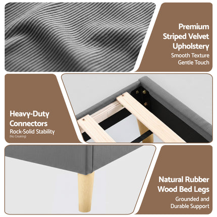 Artiss Queen Bed Frame Upholstered Adjustable Headboard Mood Lighting Heavy Duty Grey Velvet.