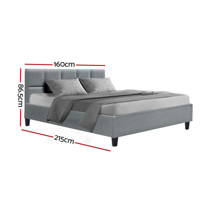 Artiss Bed Frame Queen Size Grey TINO.