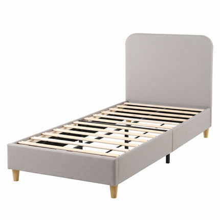 Artiss King Single Bed Frame with Headboard, Faux Linen Fabric Grey