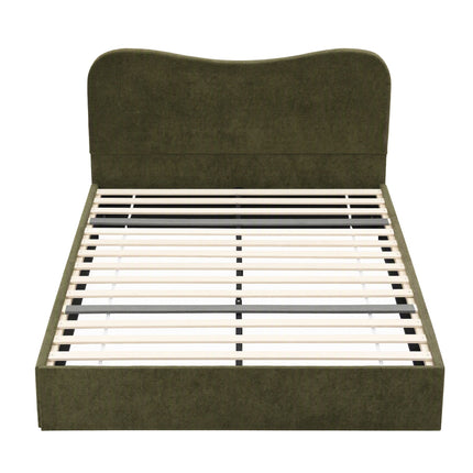 Artiss Double Bed Frame with Storage Drawer, Chenille Curved Headboard