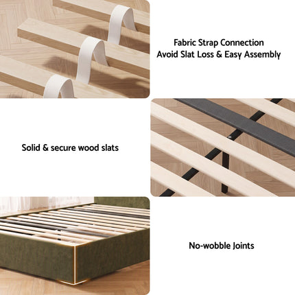Artiss Queen Bed Frame with Storage Drawer, Chenille Curved Headboard